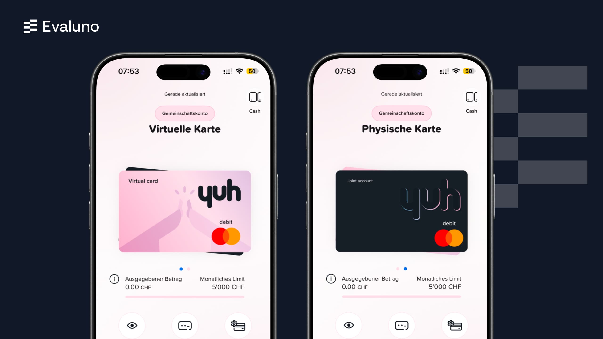 The debit cards for the joint account can be viewed and managed in the Yuh app.