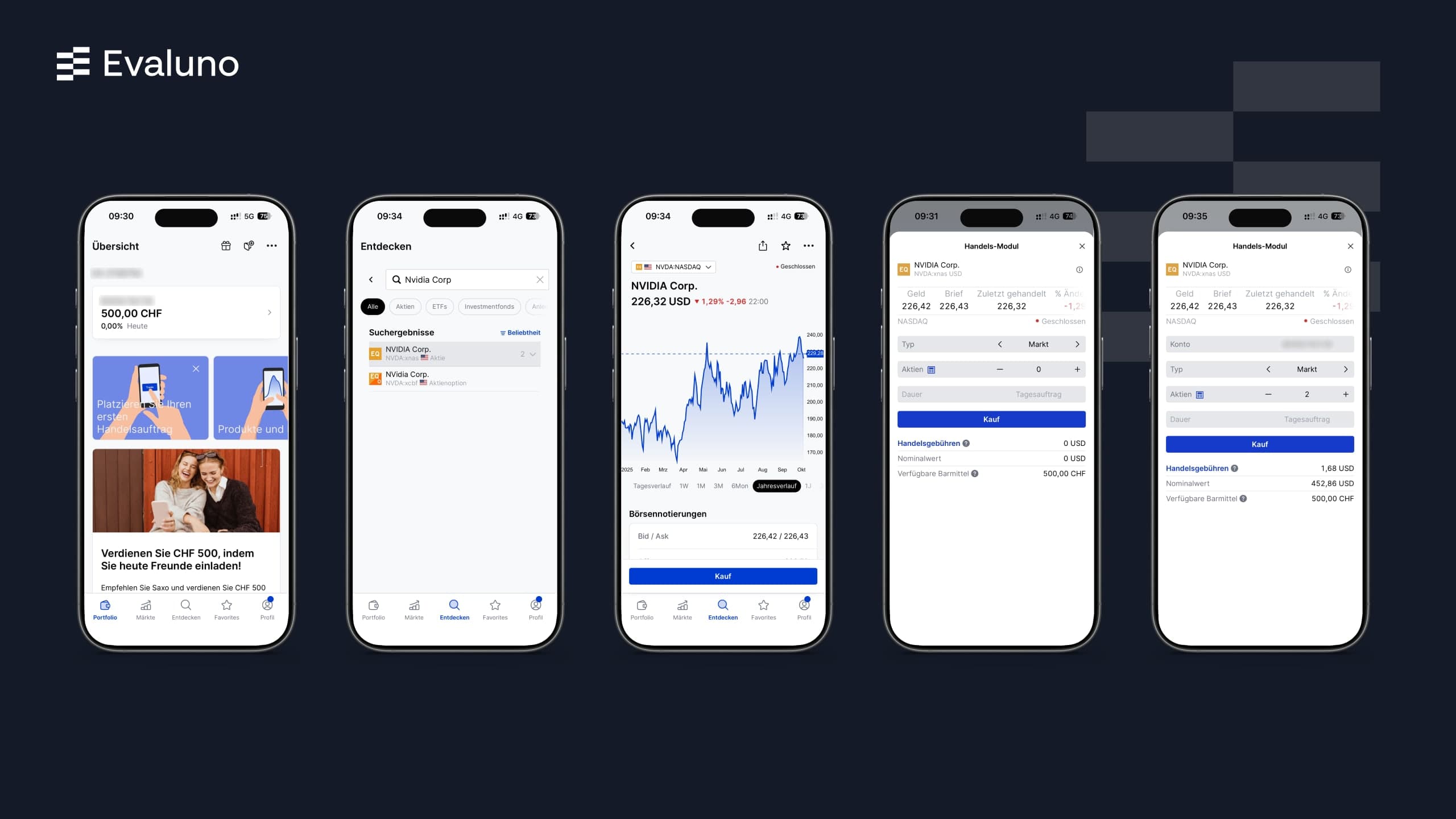 Achat d’actions chez Saxo en cinq étapes: aperçu, recherche, fiche du titre, module de négoce et aperçu des coûts (notre capture d’écran, MM/2026)
