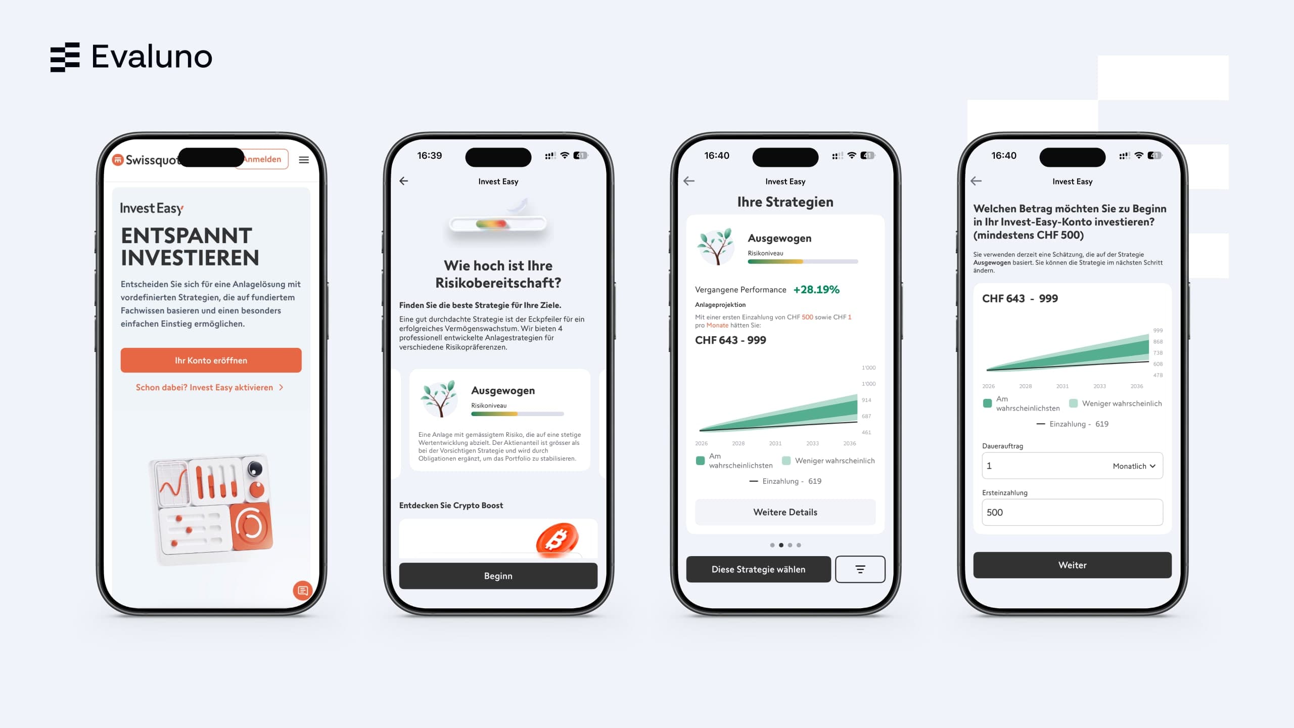 Swissquote Invest Easy: Produktseite, Risikobereitschaft, Strategie und Anlagebetrag