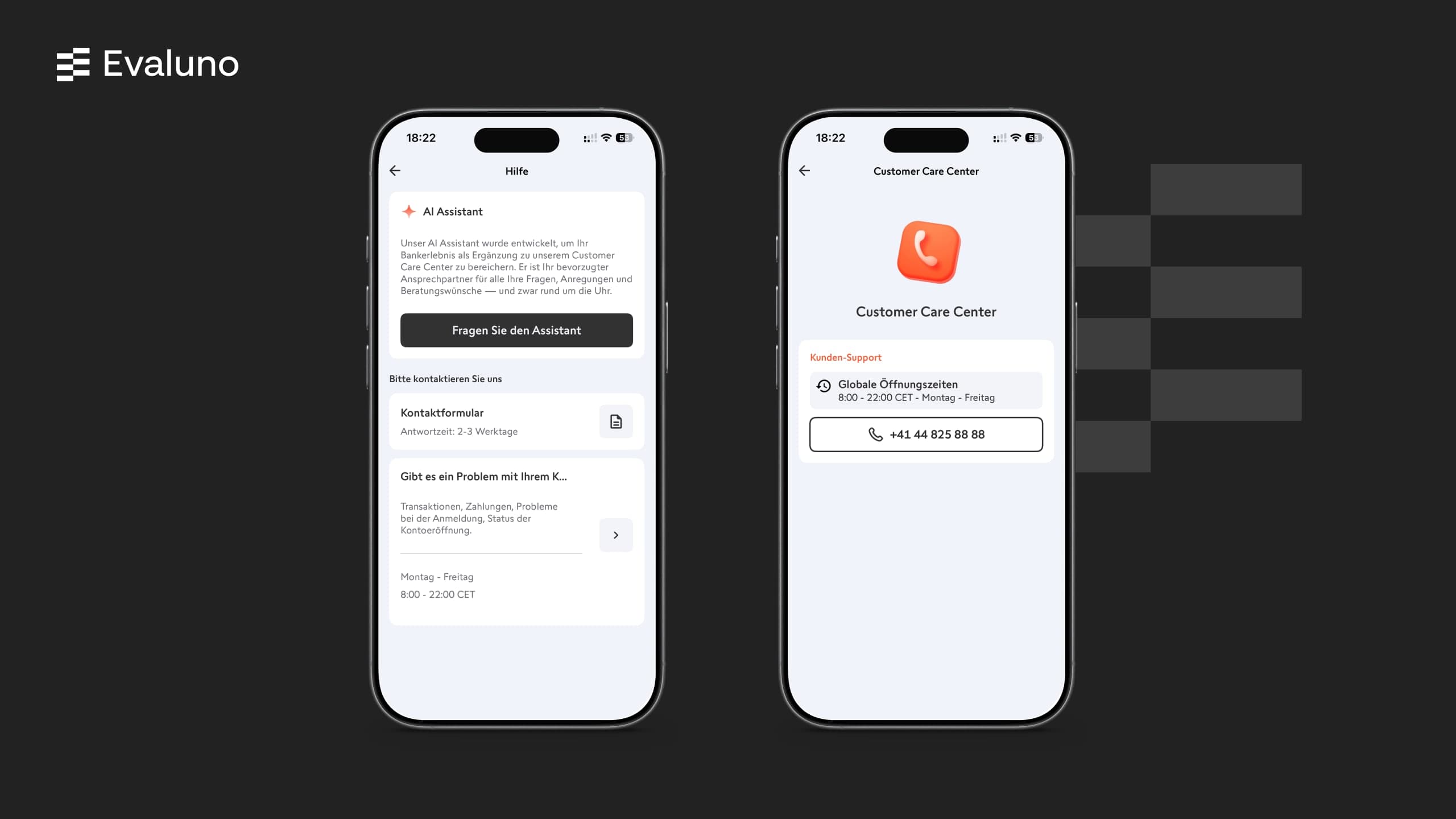 Hilfe in der Swissquote App: AI Assistant, Kontaktformular und Customer Care Center